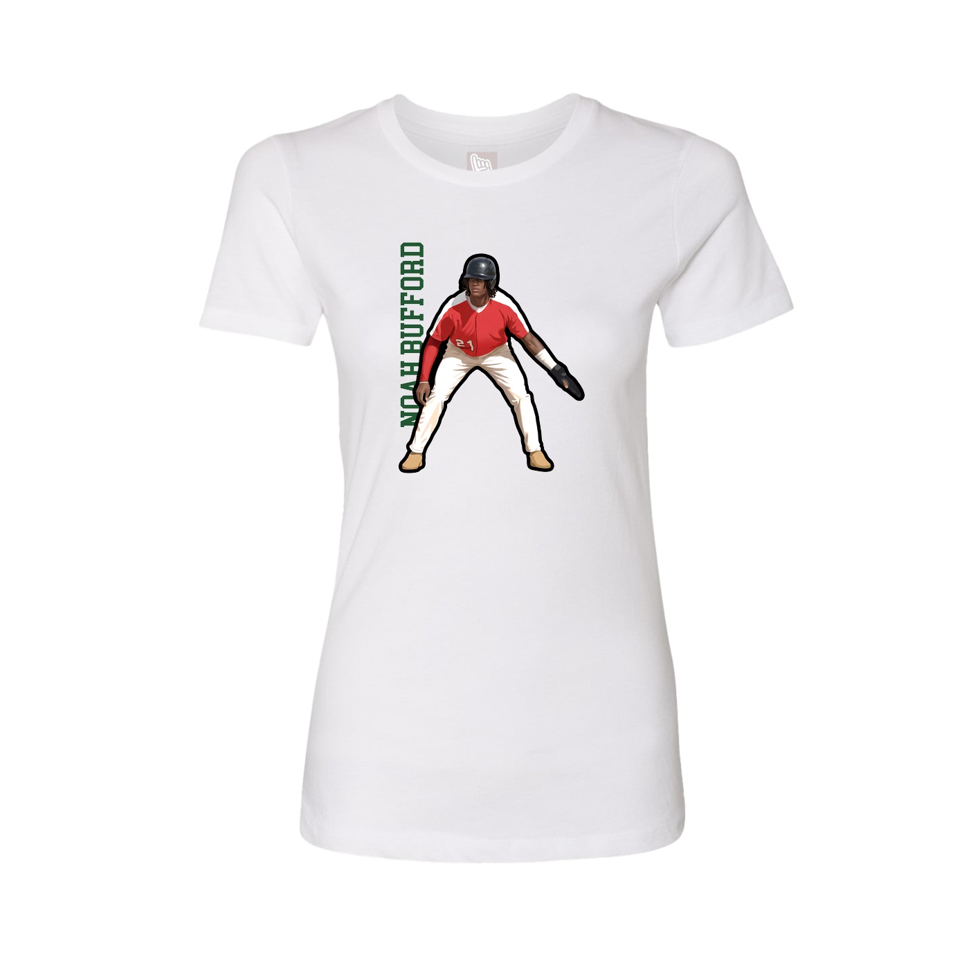 Womens Tee — Name Vertical in White
