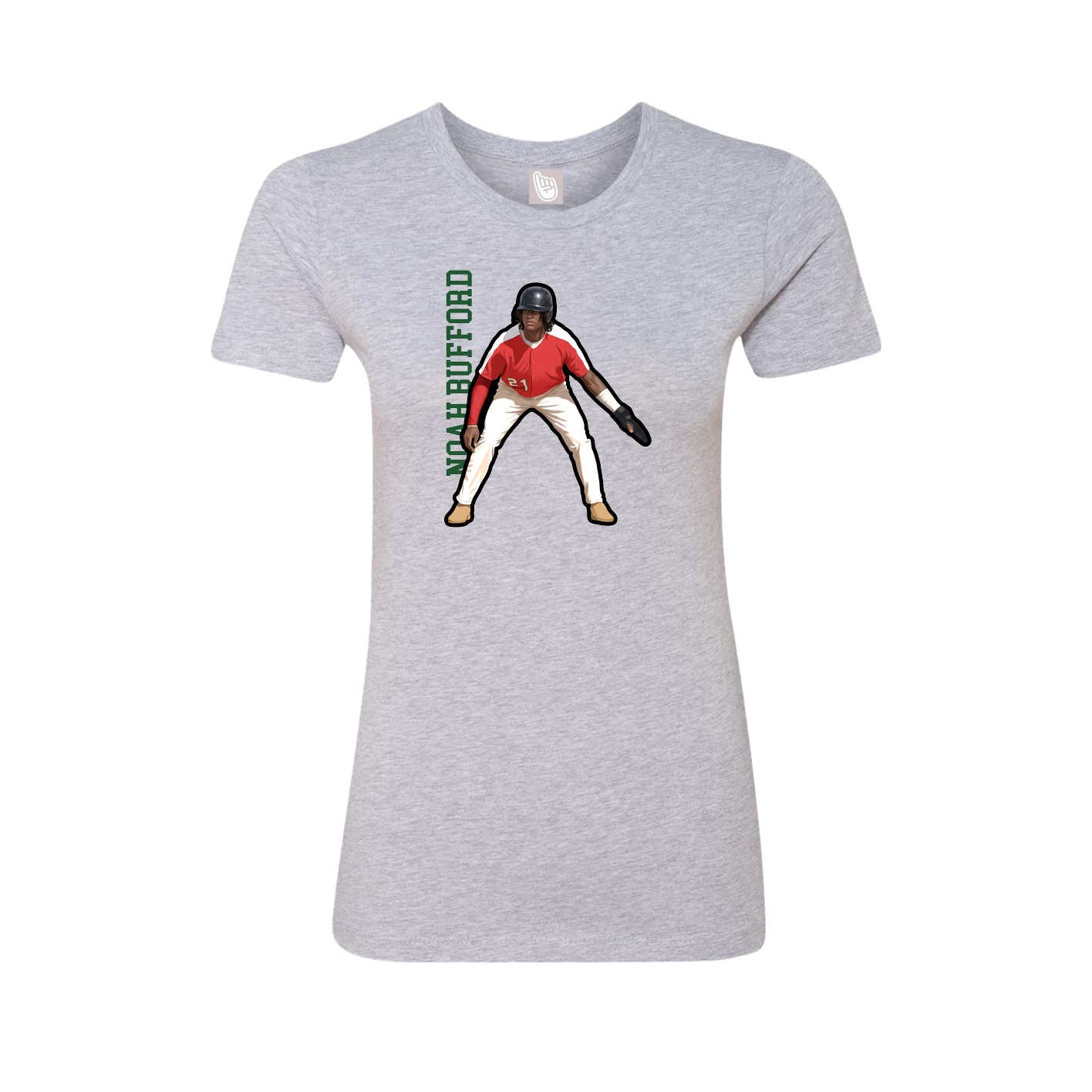Fitted Women's Tee — Name Vertical in Grey