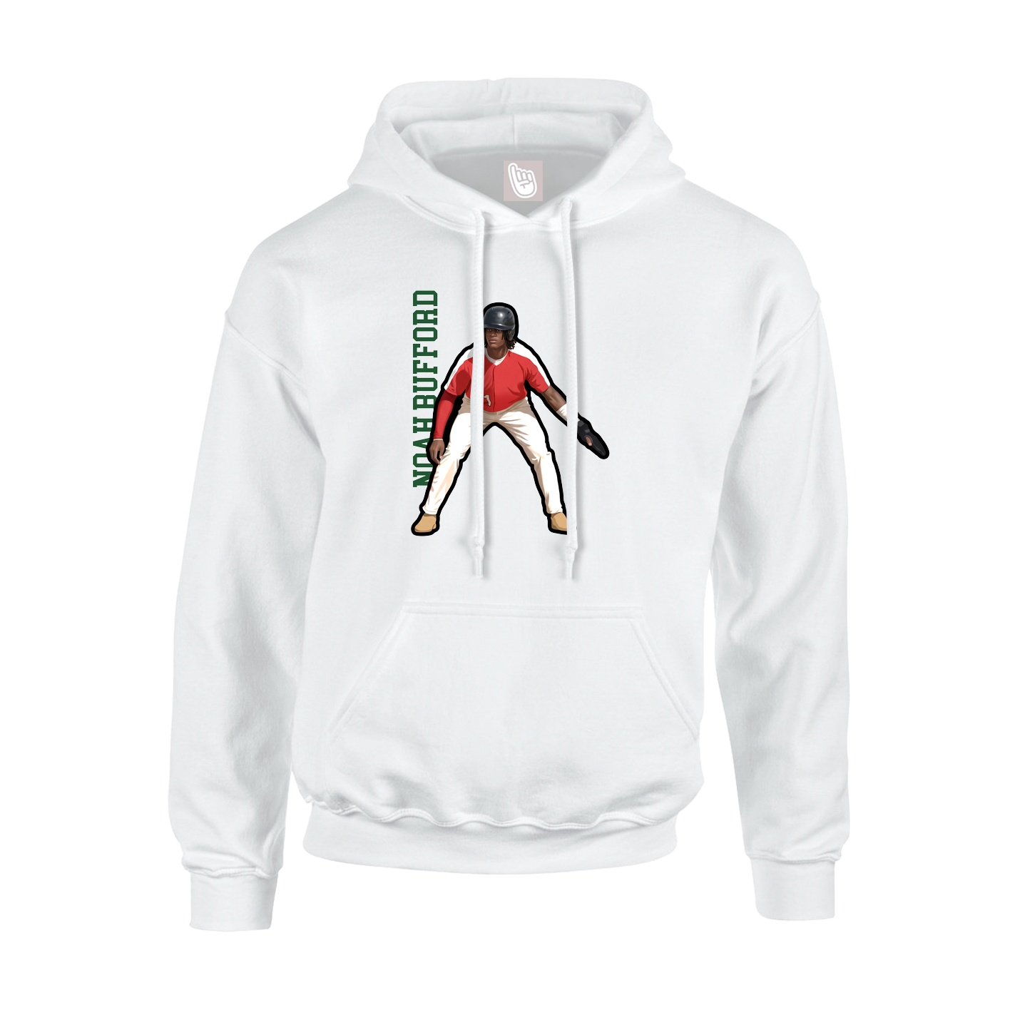 Youth Hoodie — Name Vertical in White