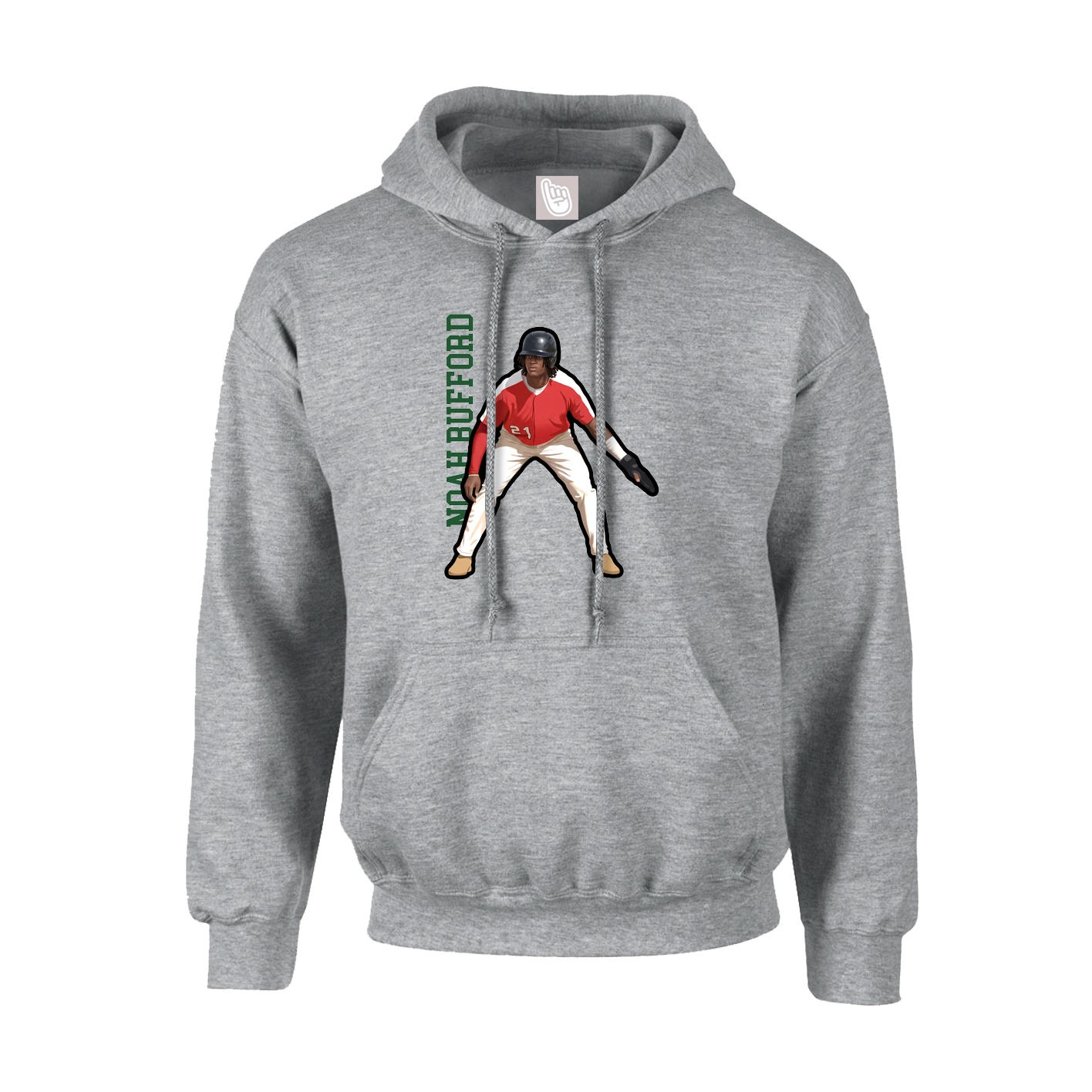 Youth Hoodie — Name Vertical in Grey