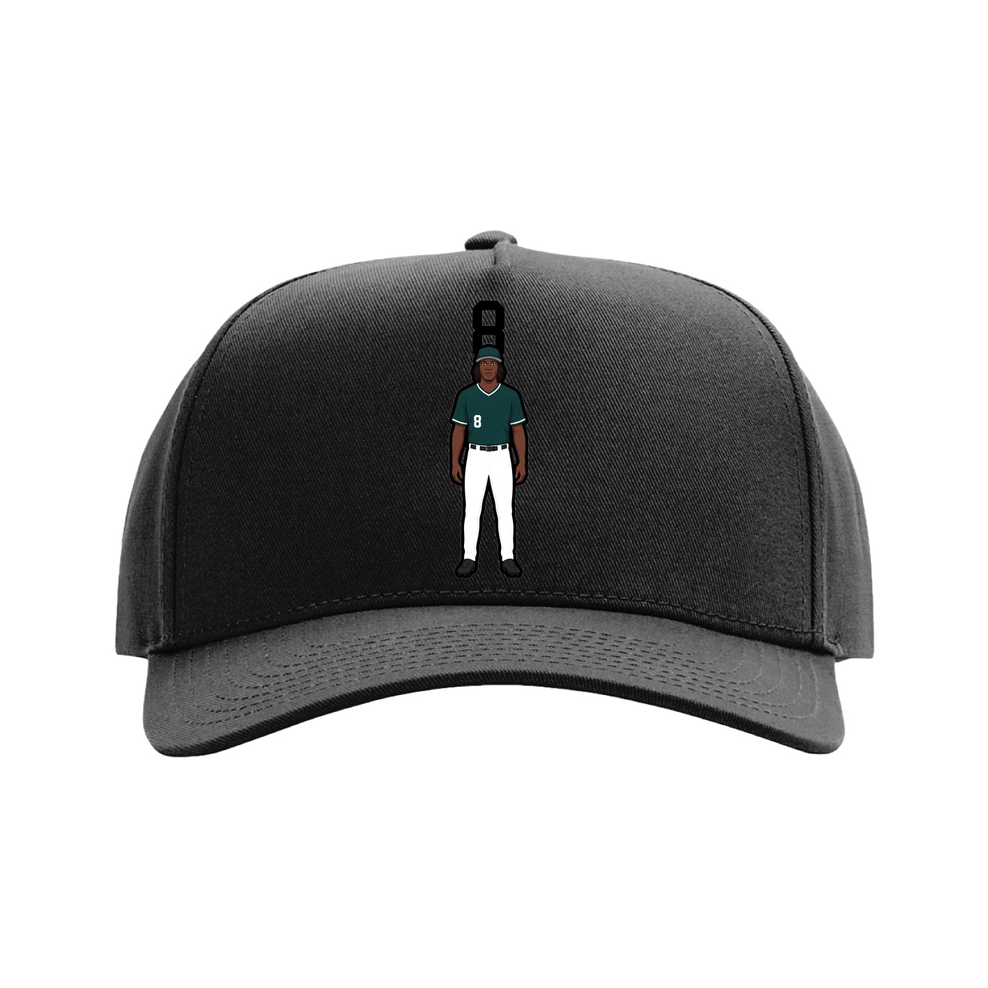 Full Fabric Five-Panel Champ Cap — Number Top in Black