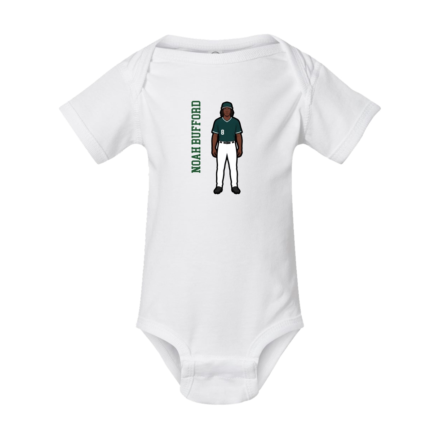Baby Onesie — Name Vertical in White