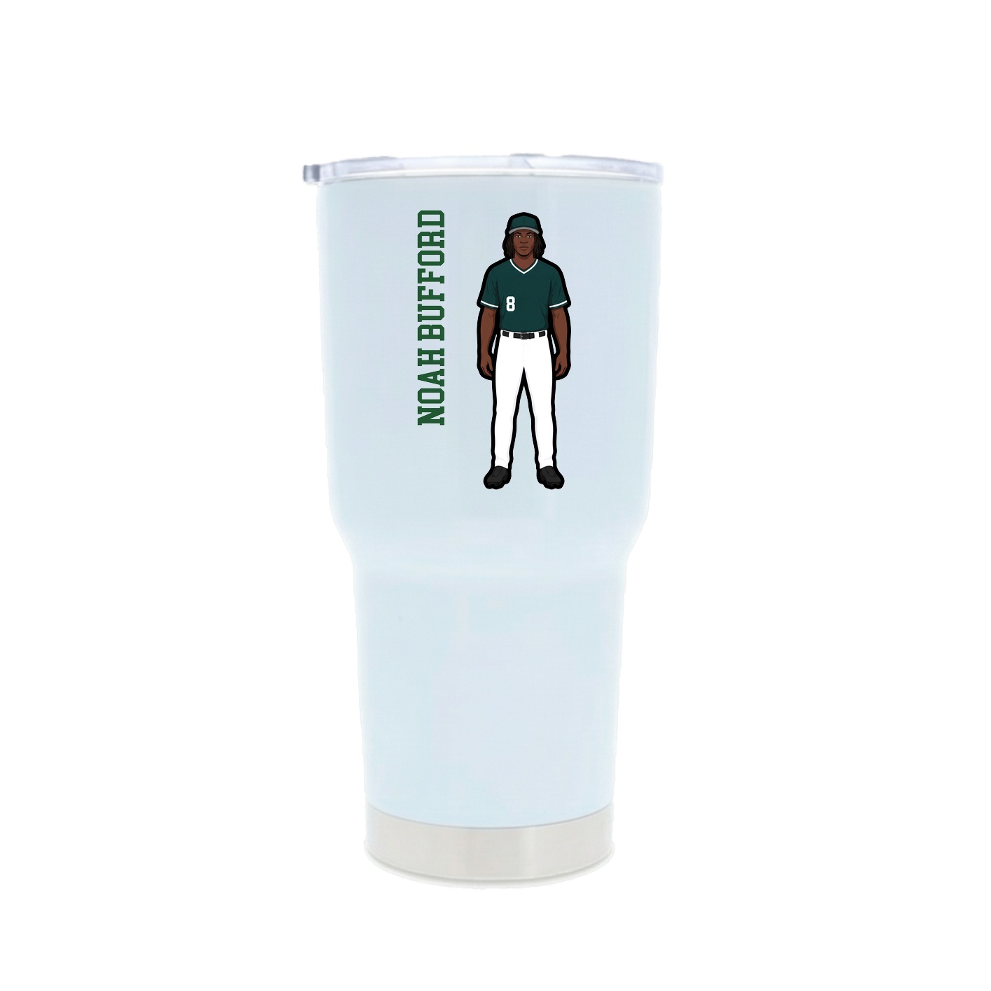 30oz Stainless Steel Tumbler — Name Vertical in White