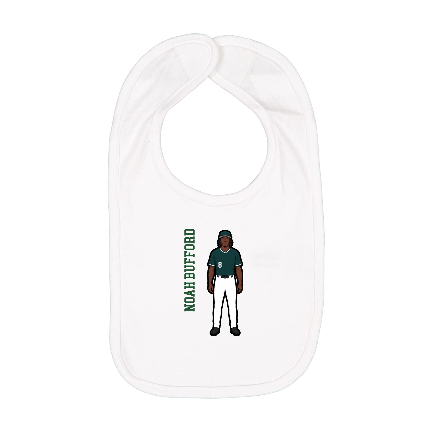 Infant Bib — Name Vertical in White