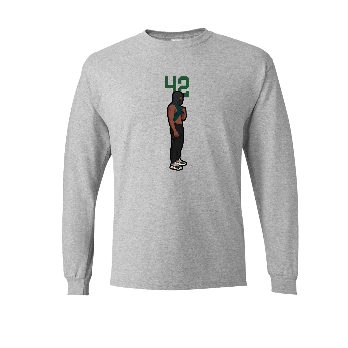 Long Sleeve Tee — Number Top in Grey
