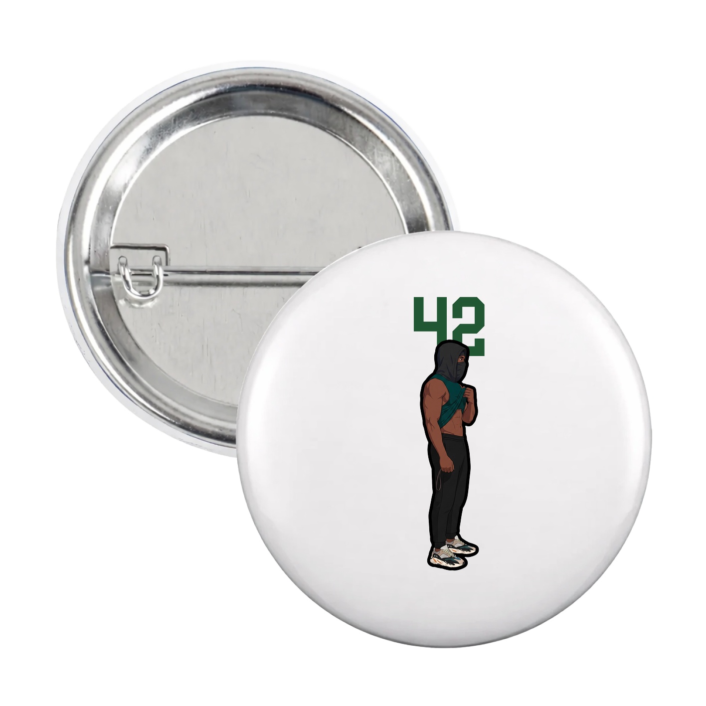 Game Day Button — Number Top in White