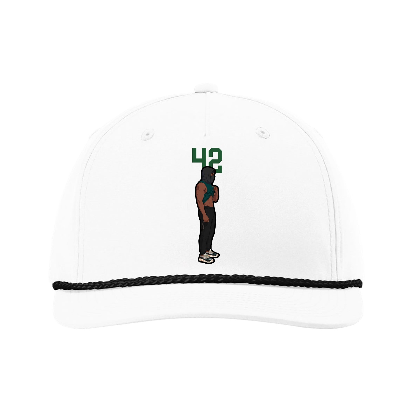 Five-Panel Classic Rope Cap — Number Top in White