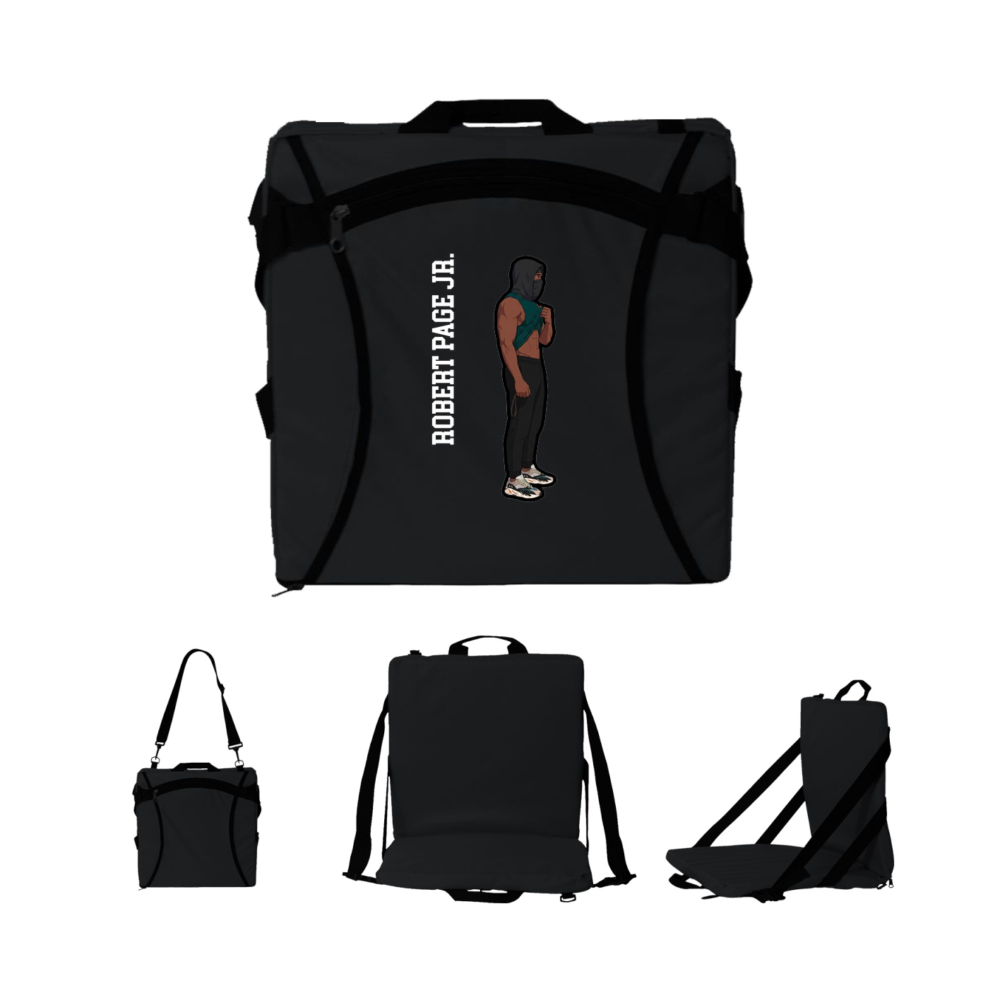 Folding Stadium Seat — Name Vertical in Black