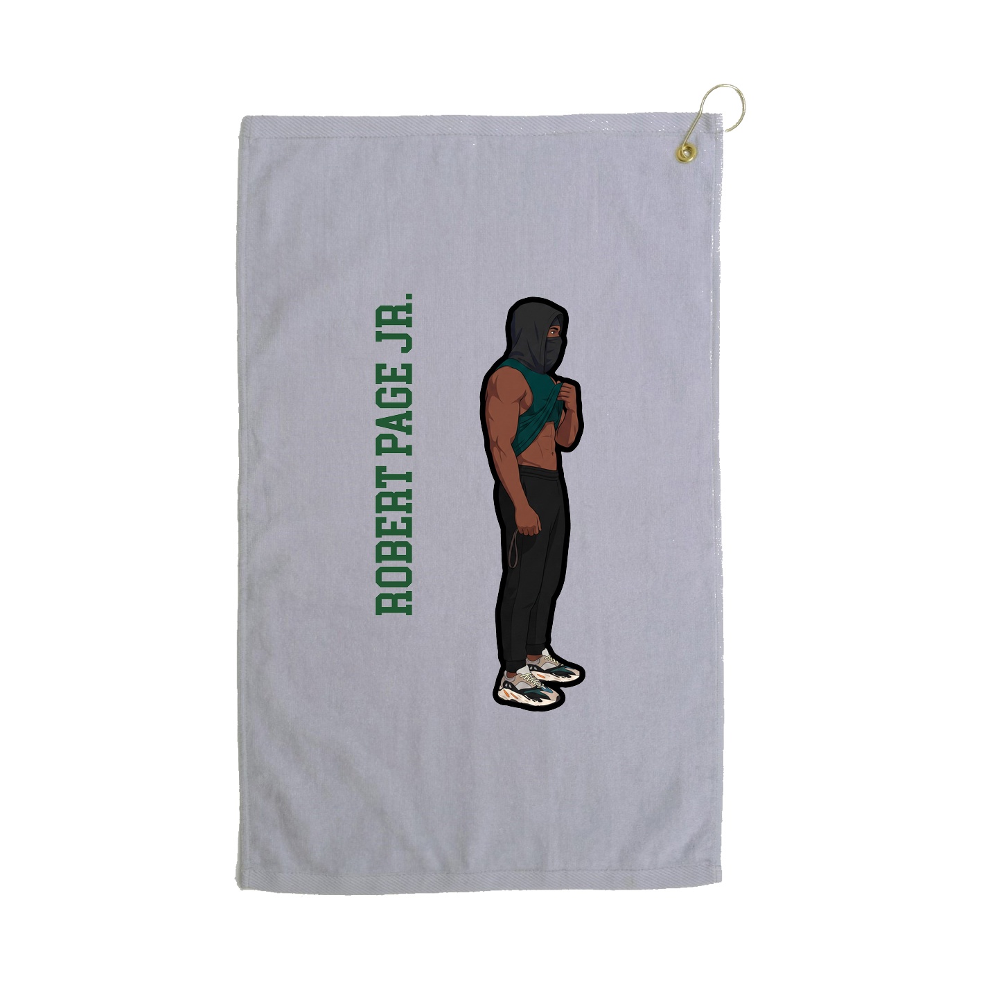 Golf Towel — Name Vertical in Grey