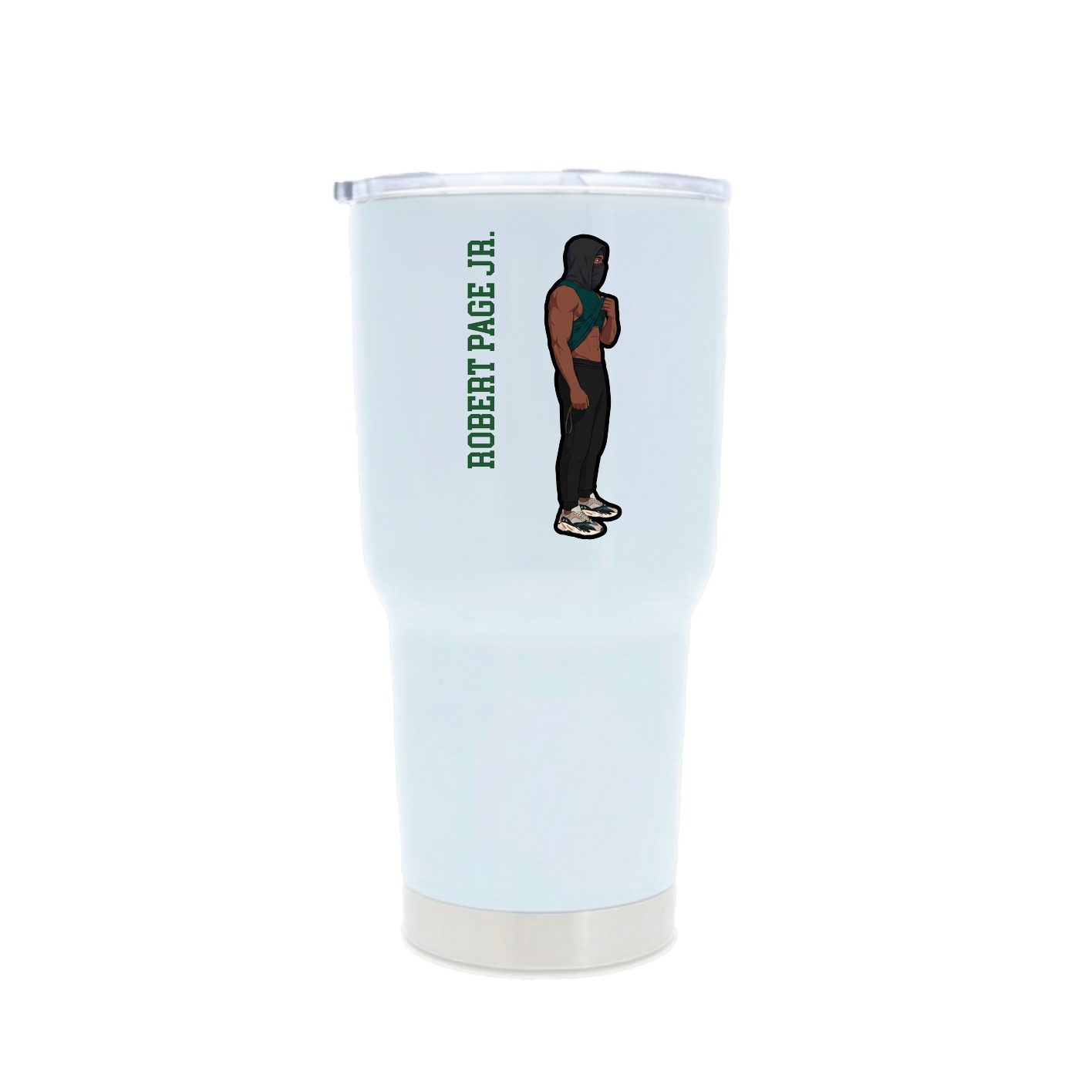 30oz Stainless Steel Tumbler — Name Vertical in White