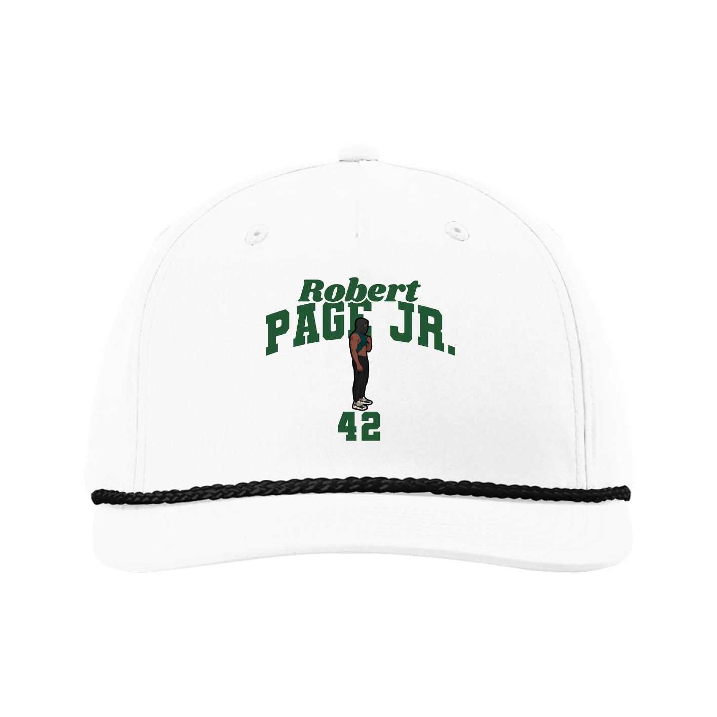Five-Panel Classic Rope Cap — Signature Arch in White
