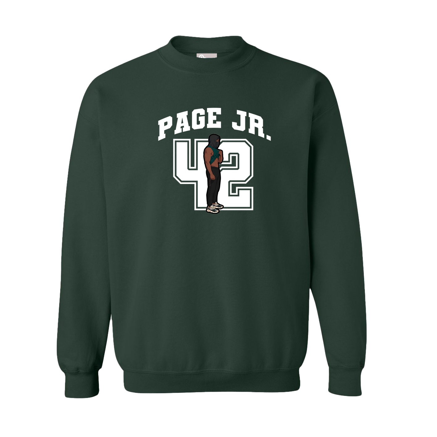 Fleece Crew — Number in Green