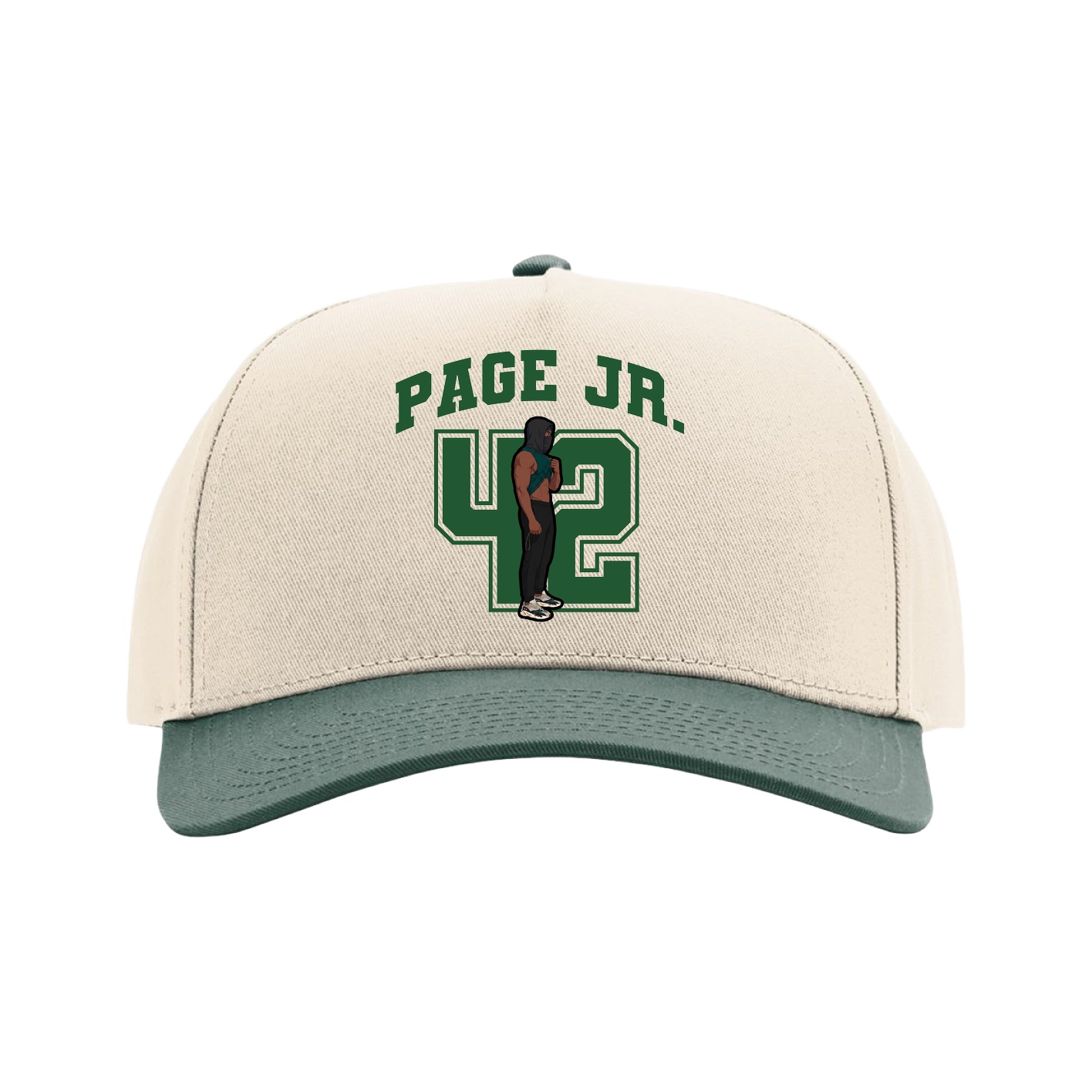 Full Fabric Five-Panel Champ Cap — Number in Cream/Green