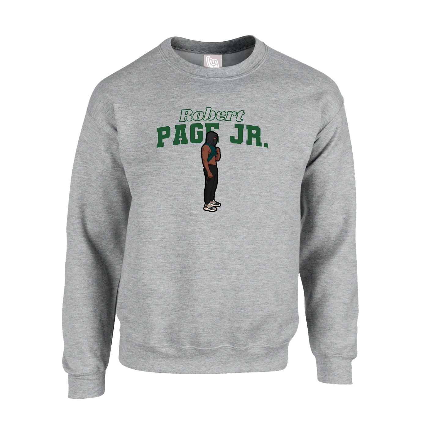 Fleece Crew — Name Arch in Grey