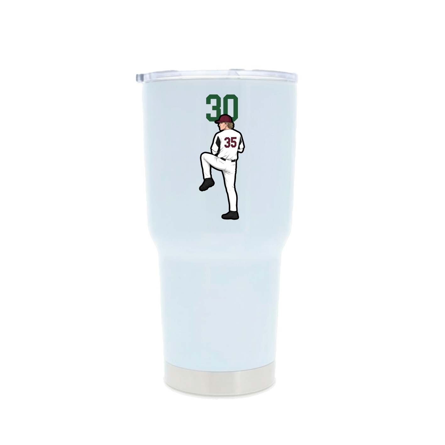 30oz Stainless Steel Tumbler — Number Top in White