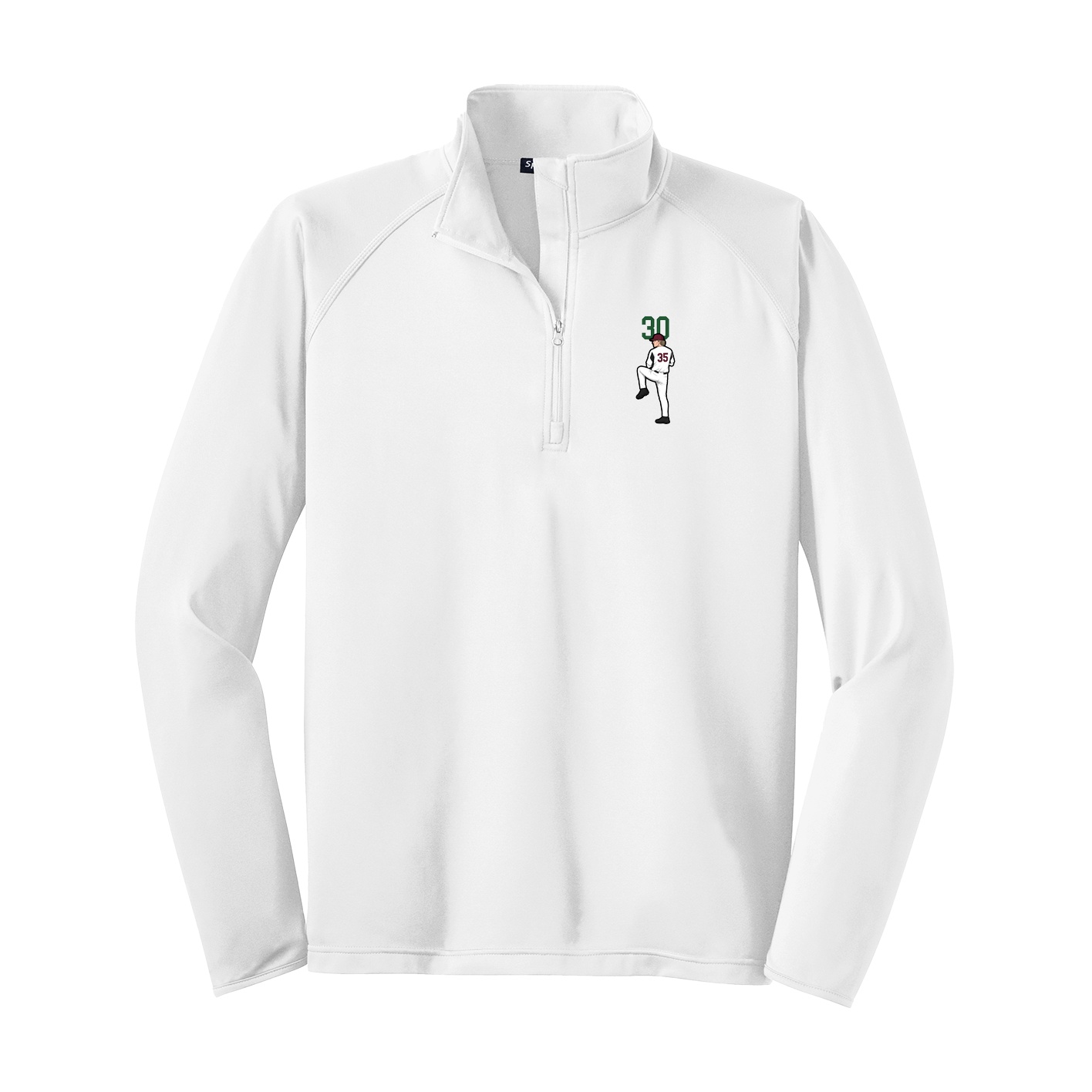 Q-Zip Pullover — Number Top in White