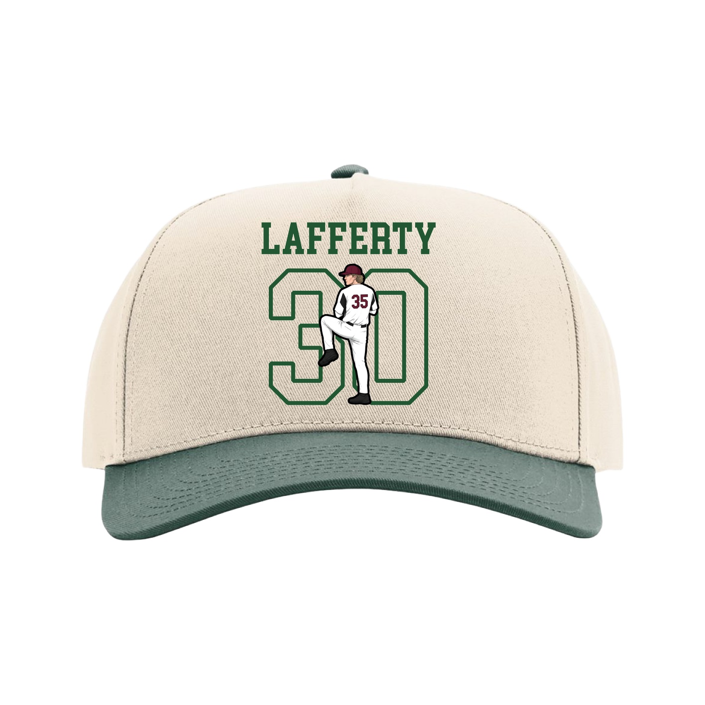 Full Fabric Five-Panel Champ Cap — Shirsey in Cream/Green