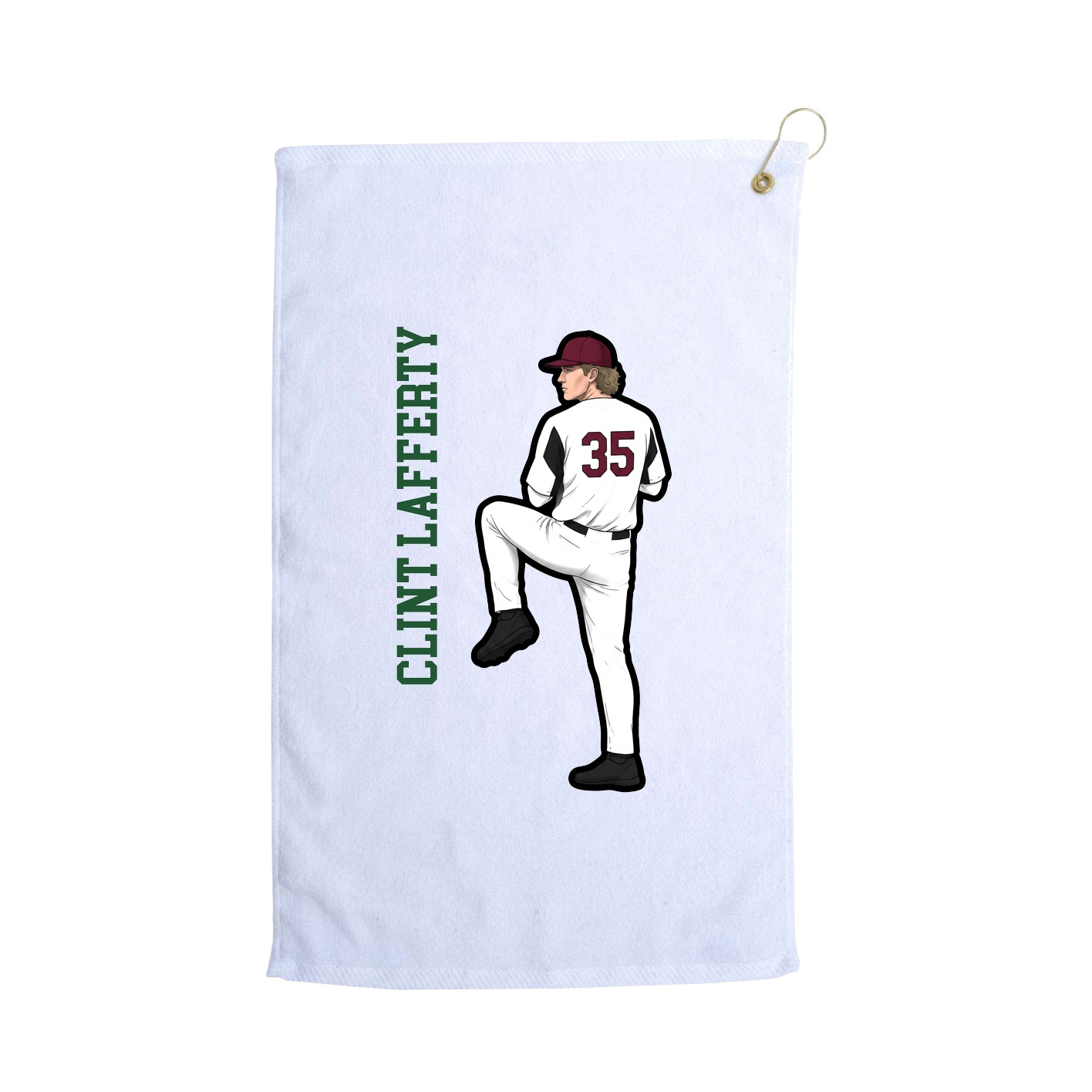 Golf Towel — Name Vertical in White