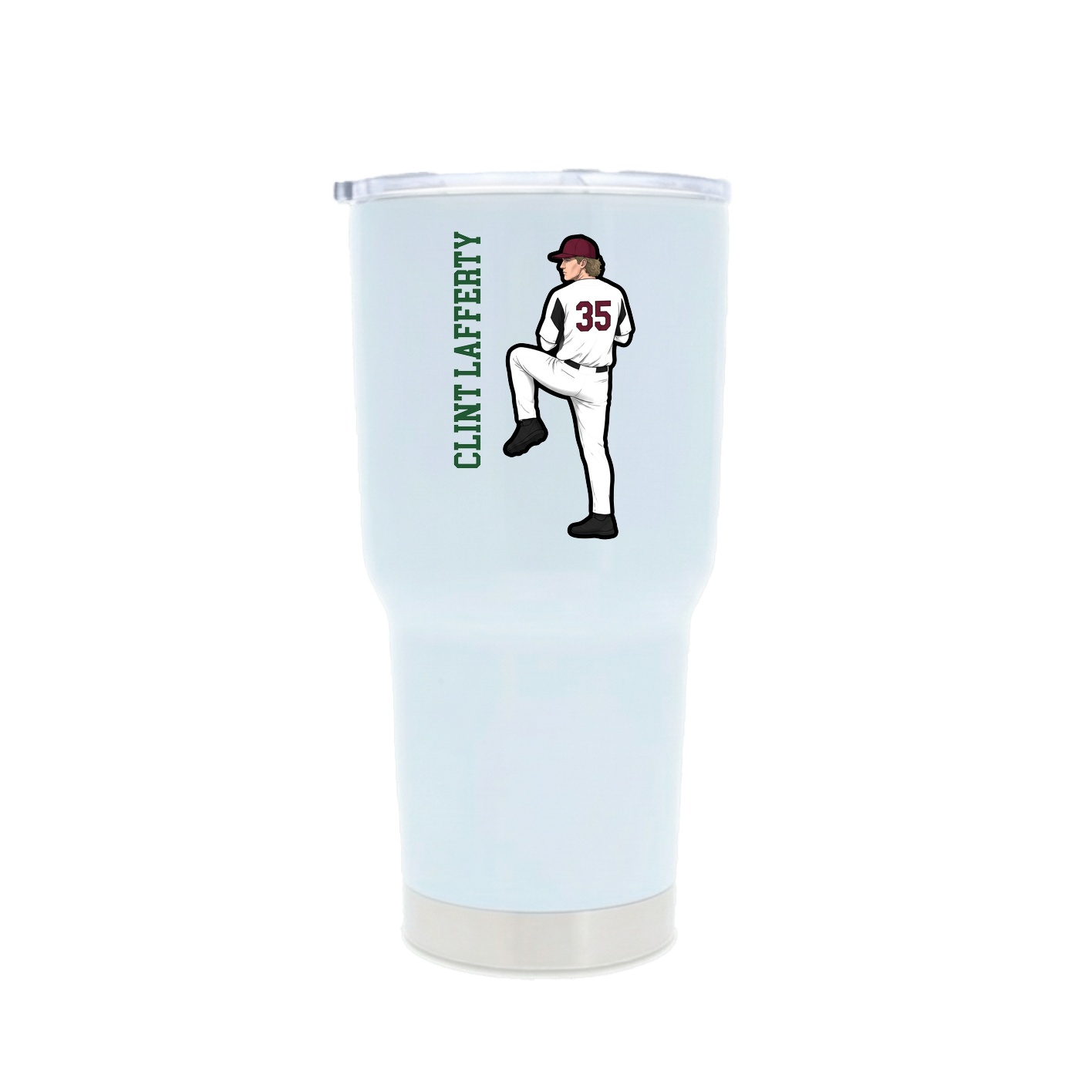 30oz Stainless Steel Tumbler — Name Vertical in White