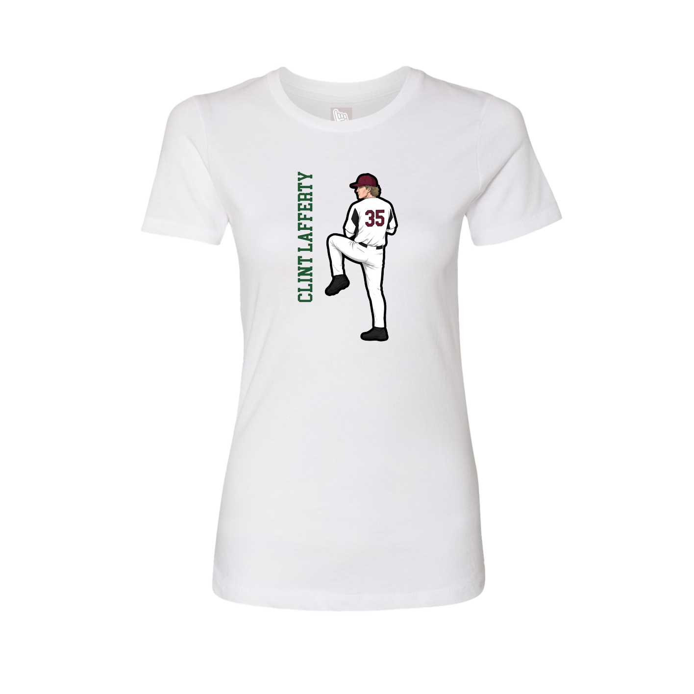 Fitted Women's Tee — Name Vertical in White