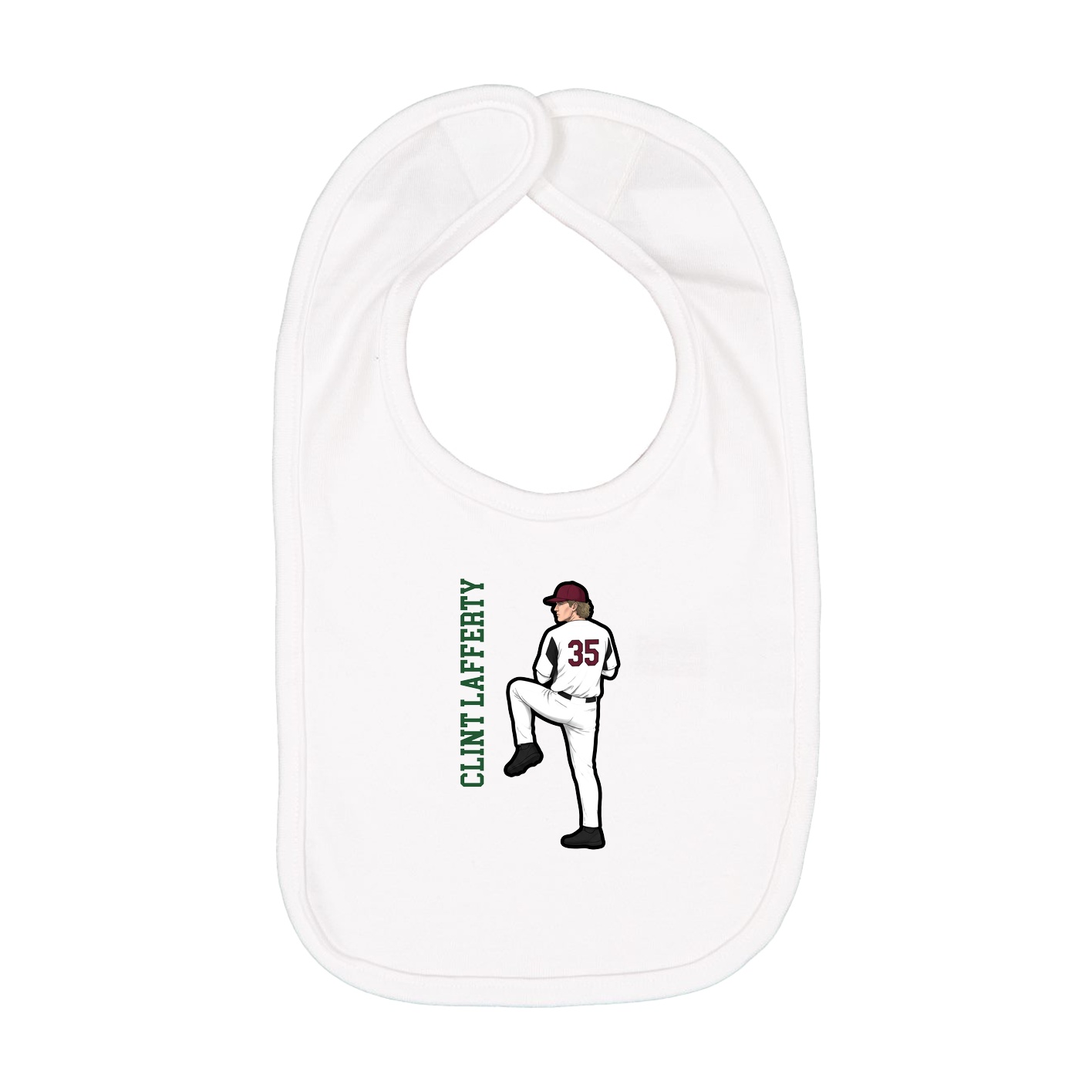 Infant Bib — Name Vertical in White