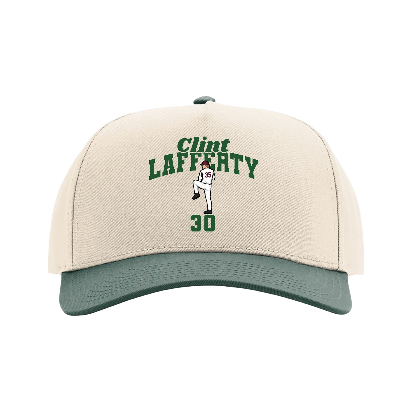 Full Fabric Five-Panel Champ Cap — Signature Arch in Cream/Green