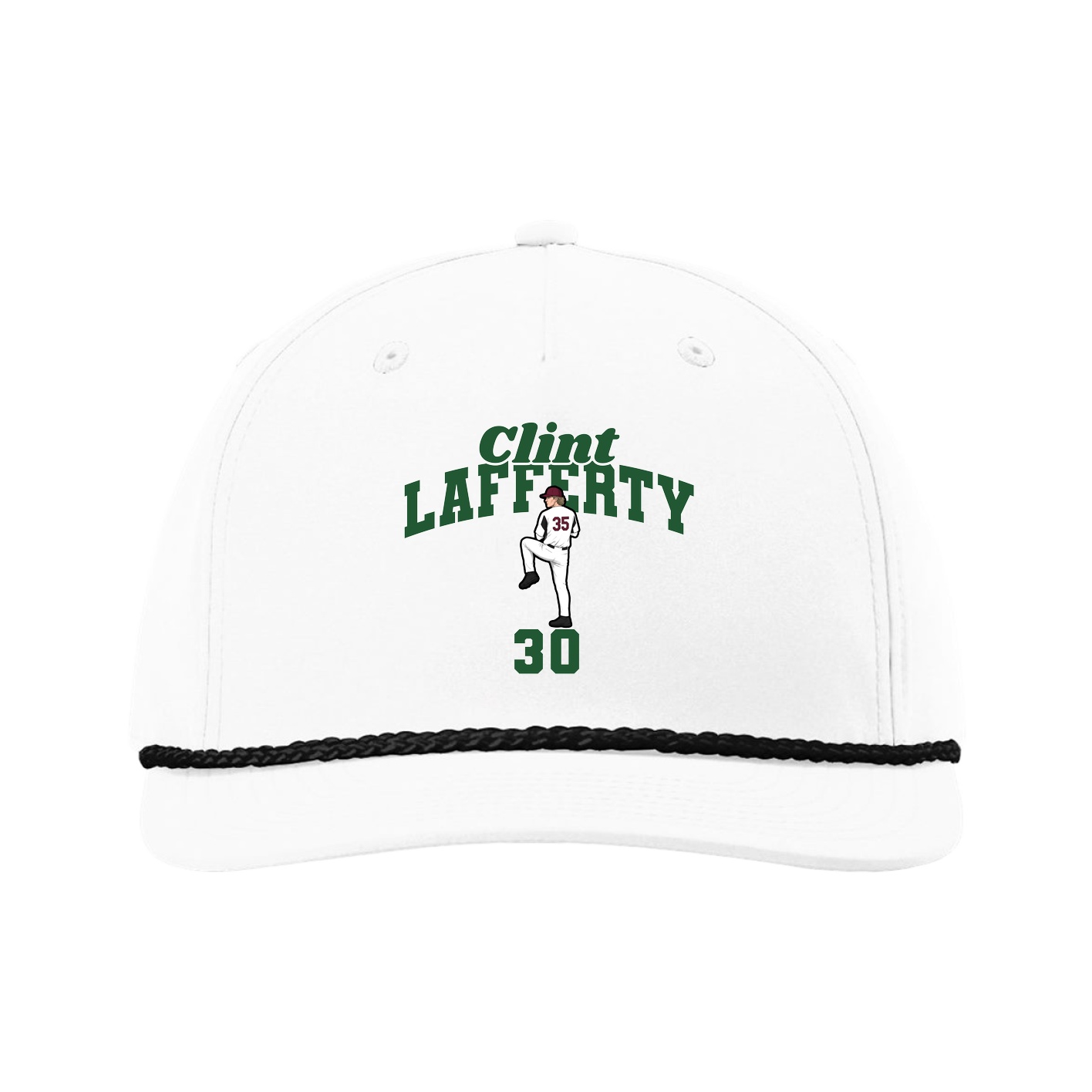 Five-Panel Classic Rope Cap — Signature Arch in White