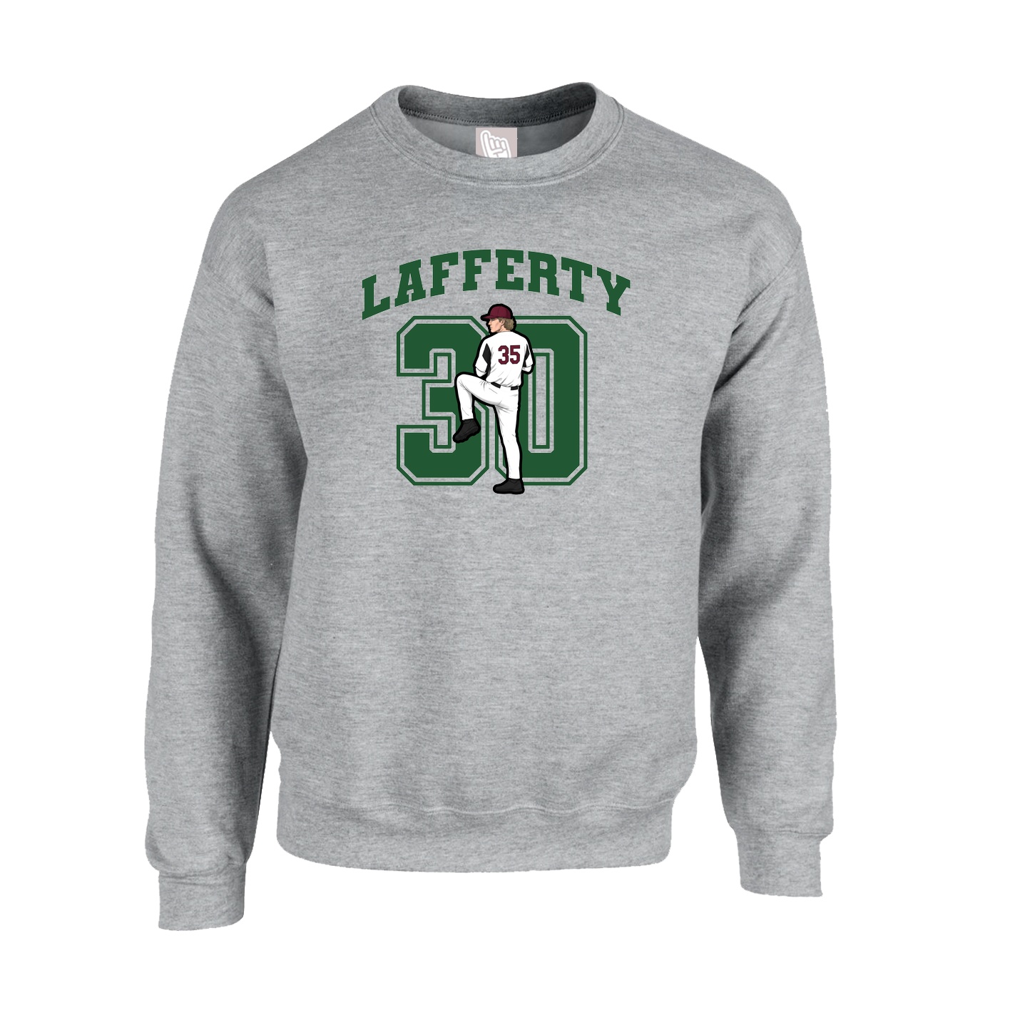 Fleece Crew — Number in Grey