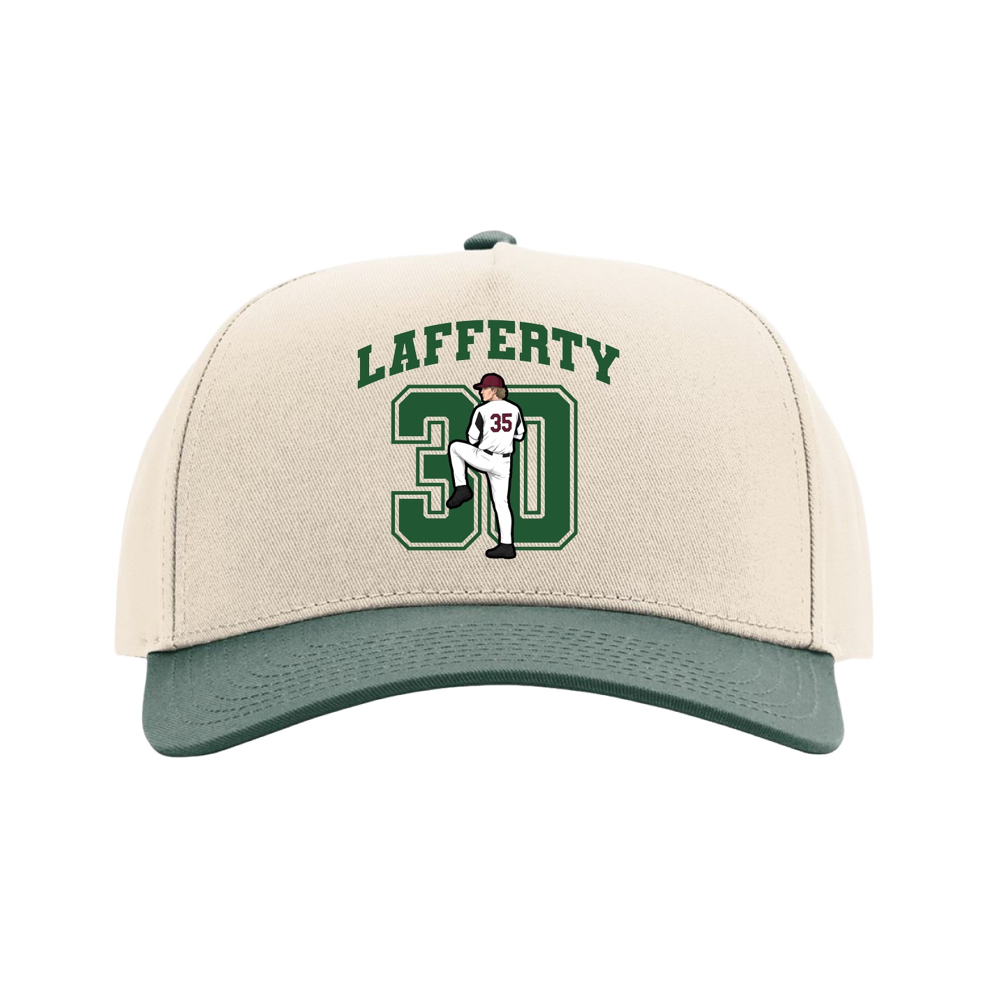 Full Fabric Five-Panel Champ Cap — Number in Cream/Green