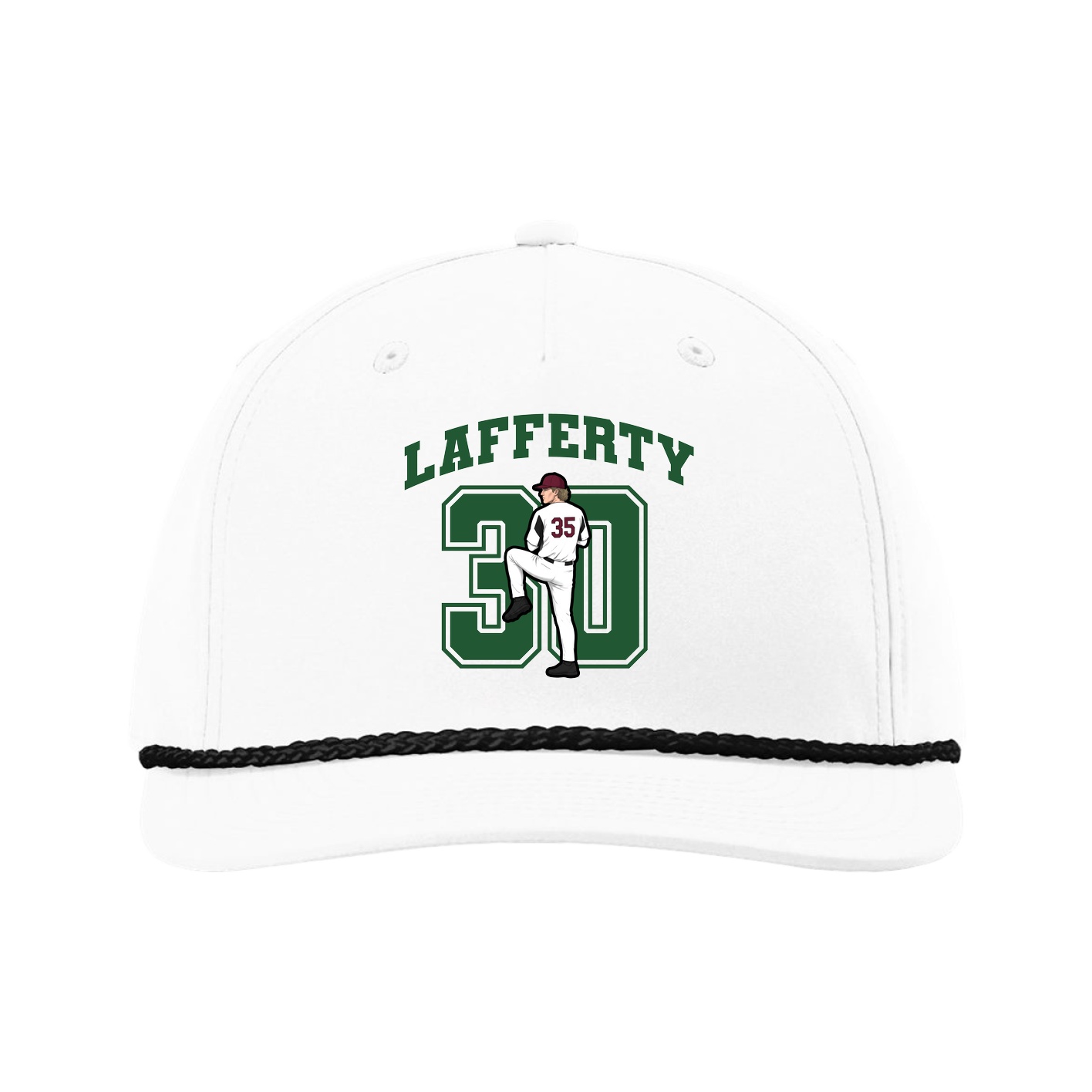 Five-Panel Classic Rope Cap — Number in White