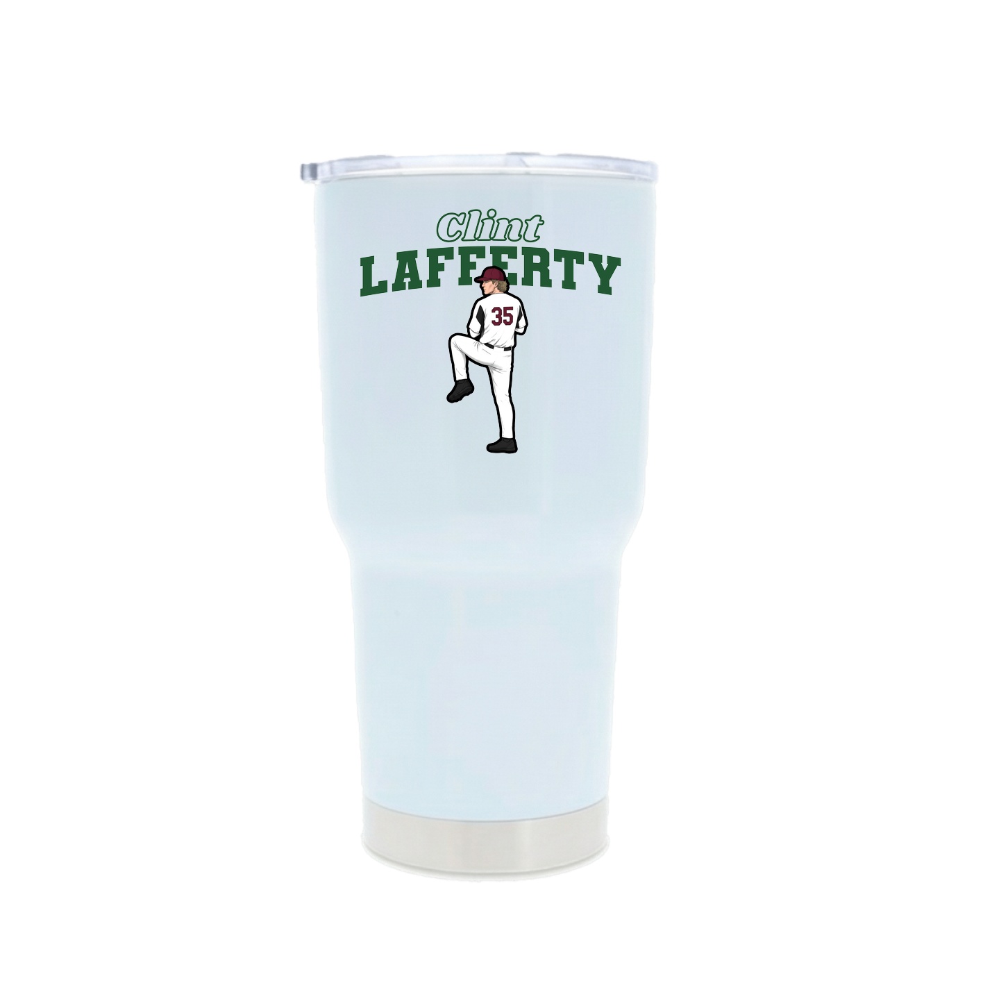 30oz Stainless Steel Tumbler — Name Arch in White