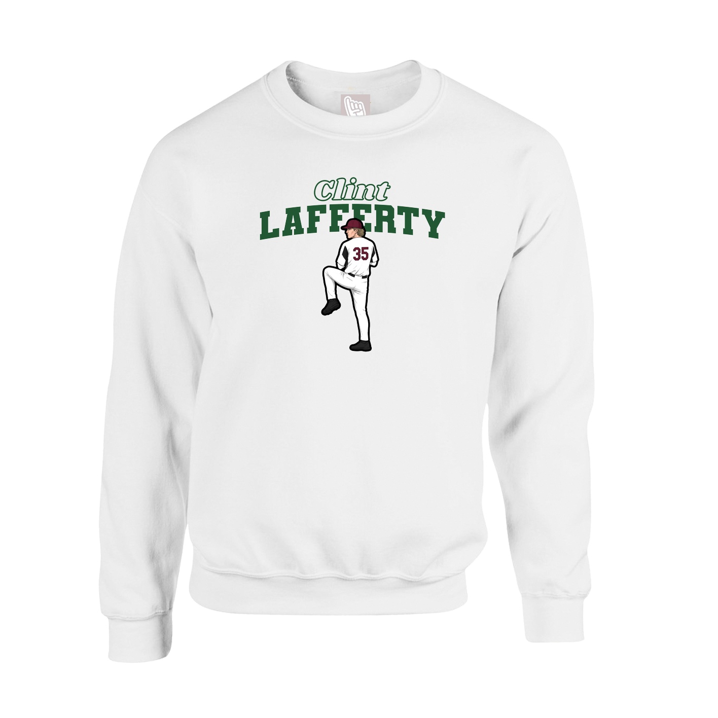 Fleece Crew — Name Arch in White