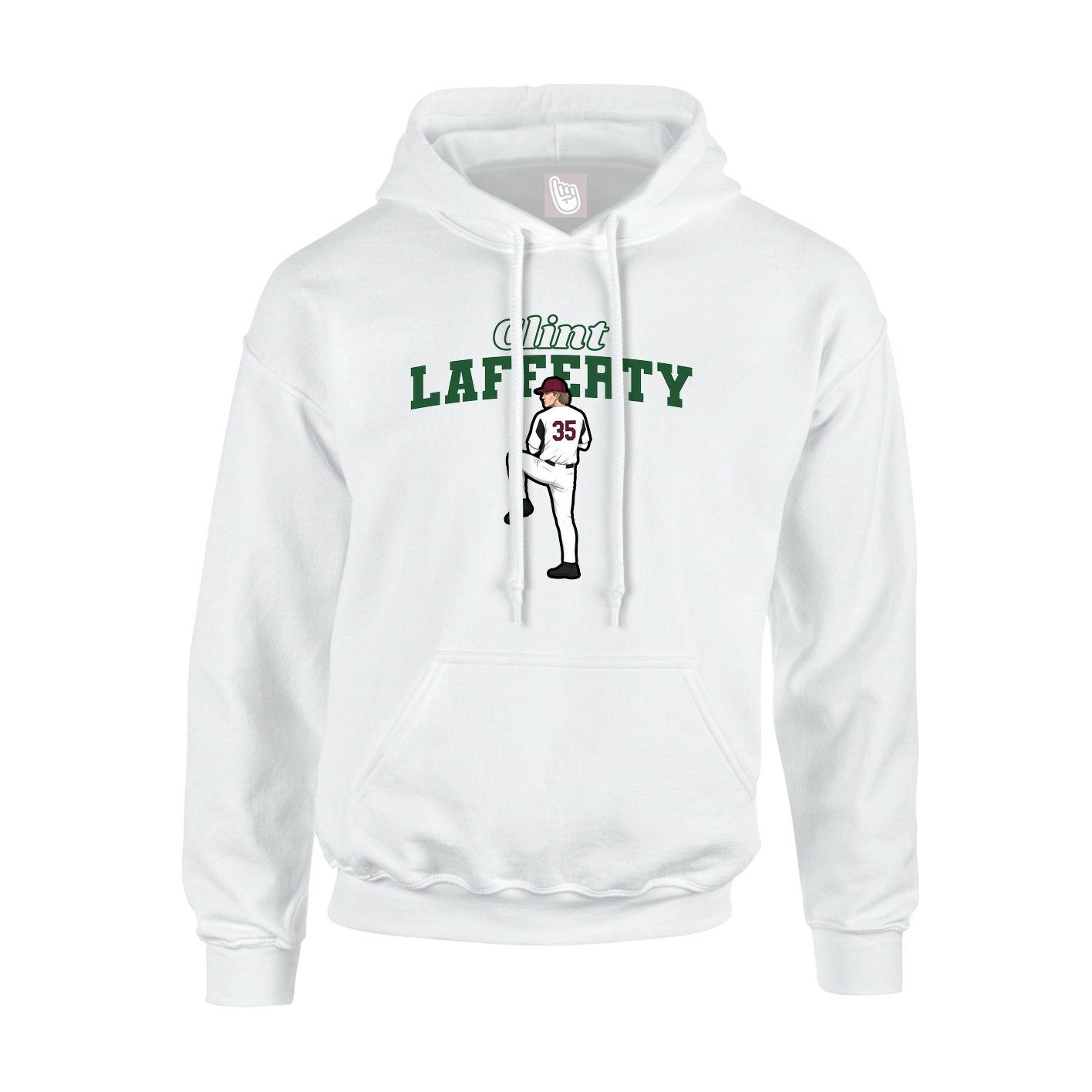 Youth Hoodie — Name Arch in White