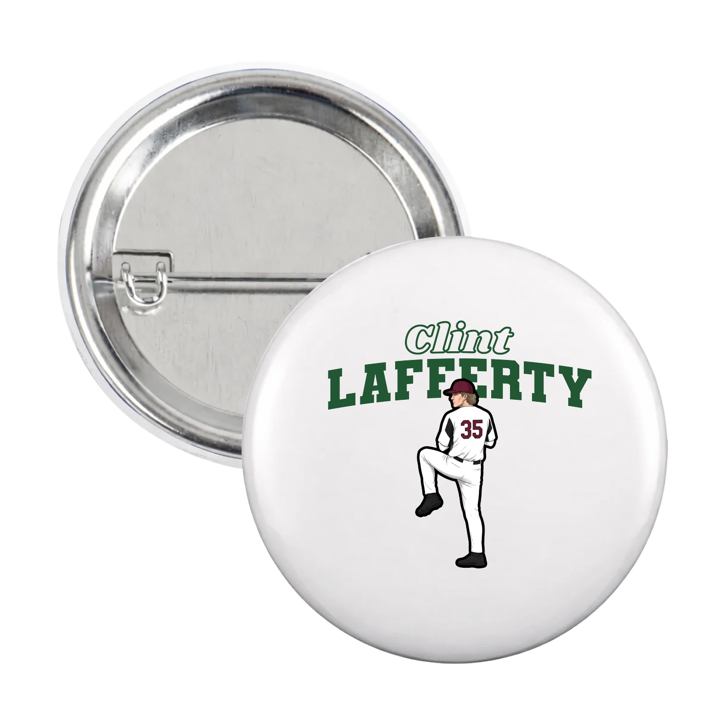 Game Day Button — Name Arch in White