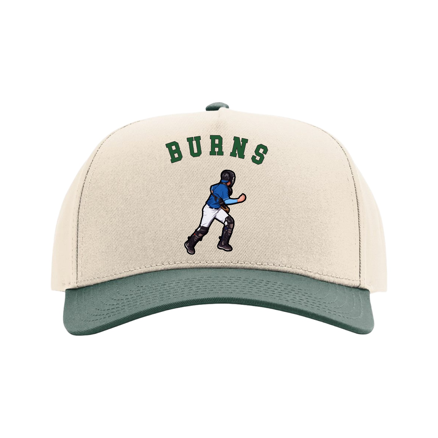 Full Fabric Five-Panel Champ Cap — Shirsey Arch in Cream/Green