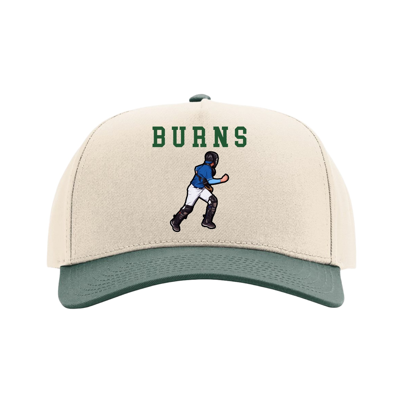 Full Fabric Five-Panel Champ Cap — Shirsey in Cream/Green