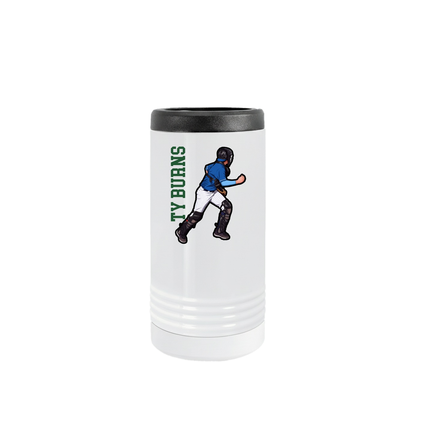 Slim Beverage Holder — Name Vertical in White