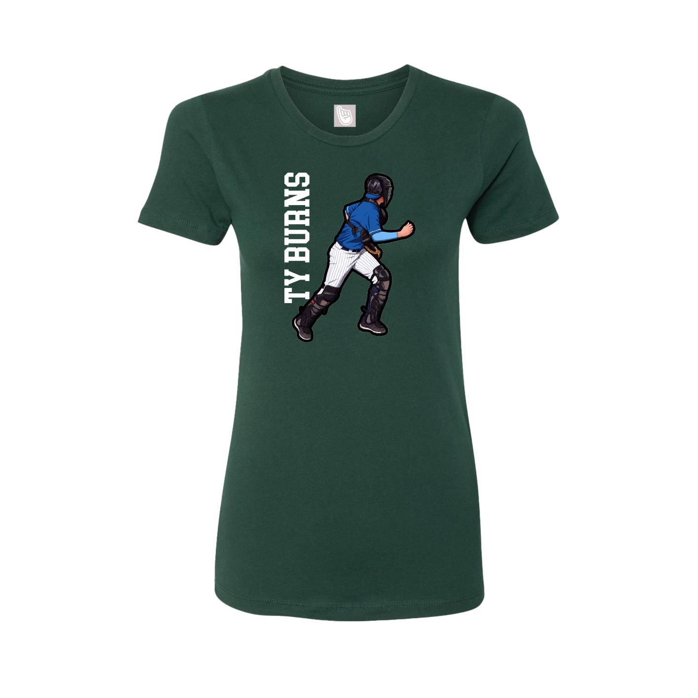 Fitted Women's Tee — Name Vertical in Green