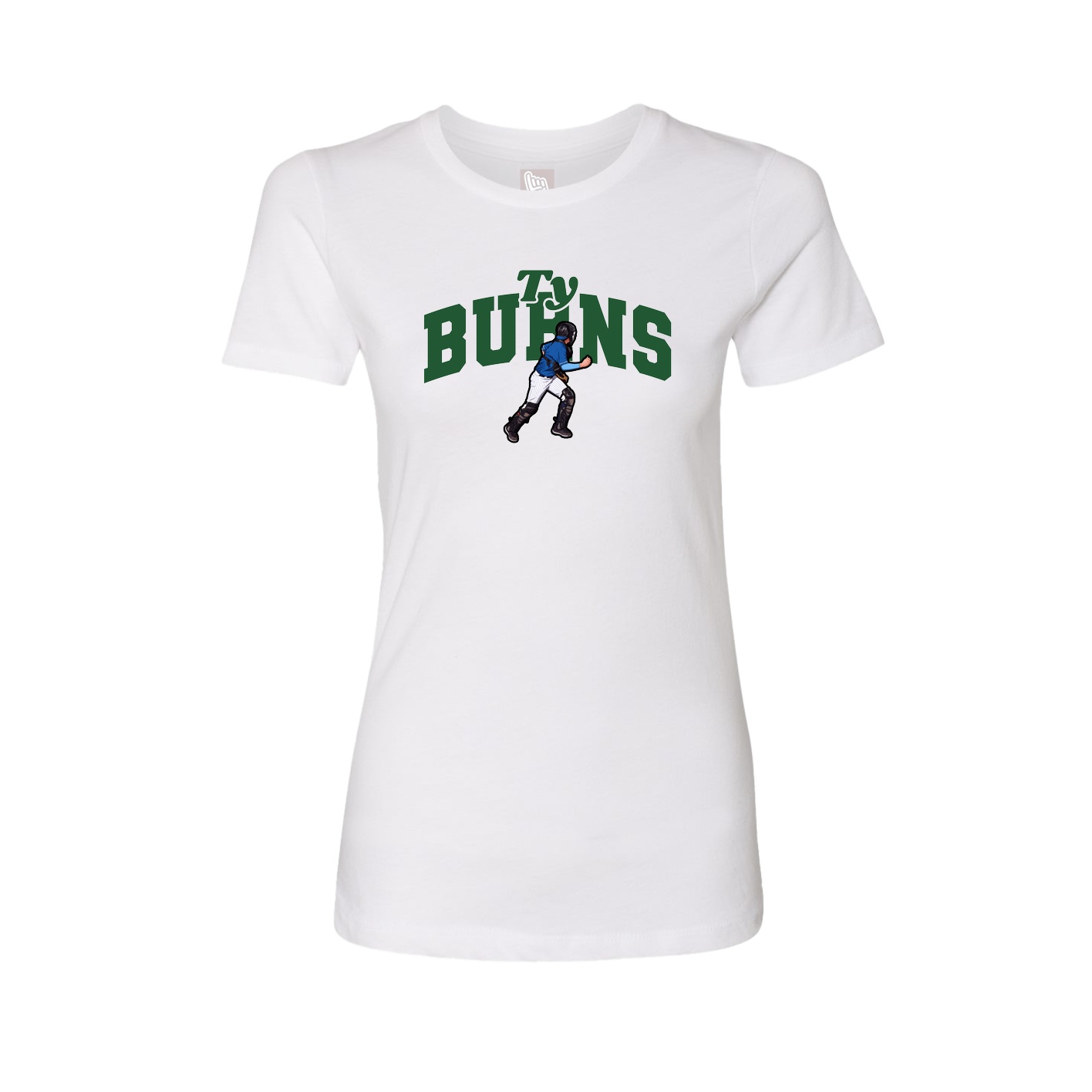 Fitted Women's Tee — Signature Arch in White