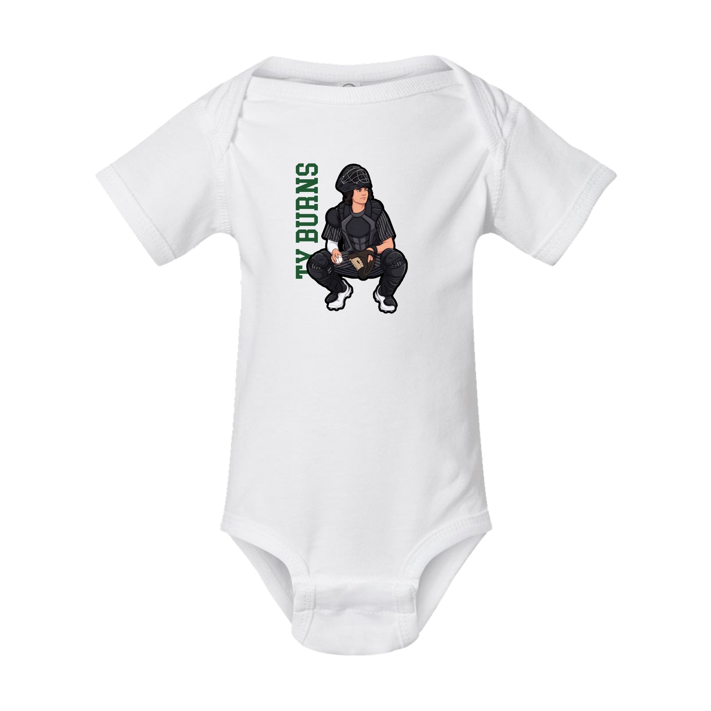 Baby Onesie — Name Vertical in White