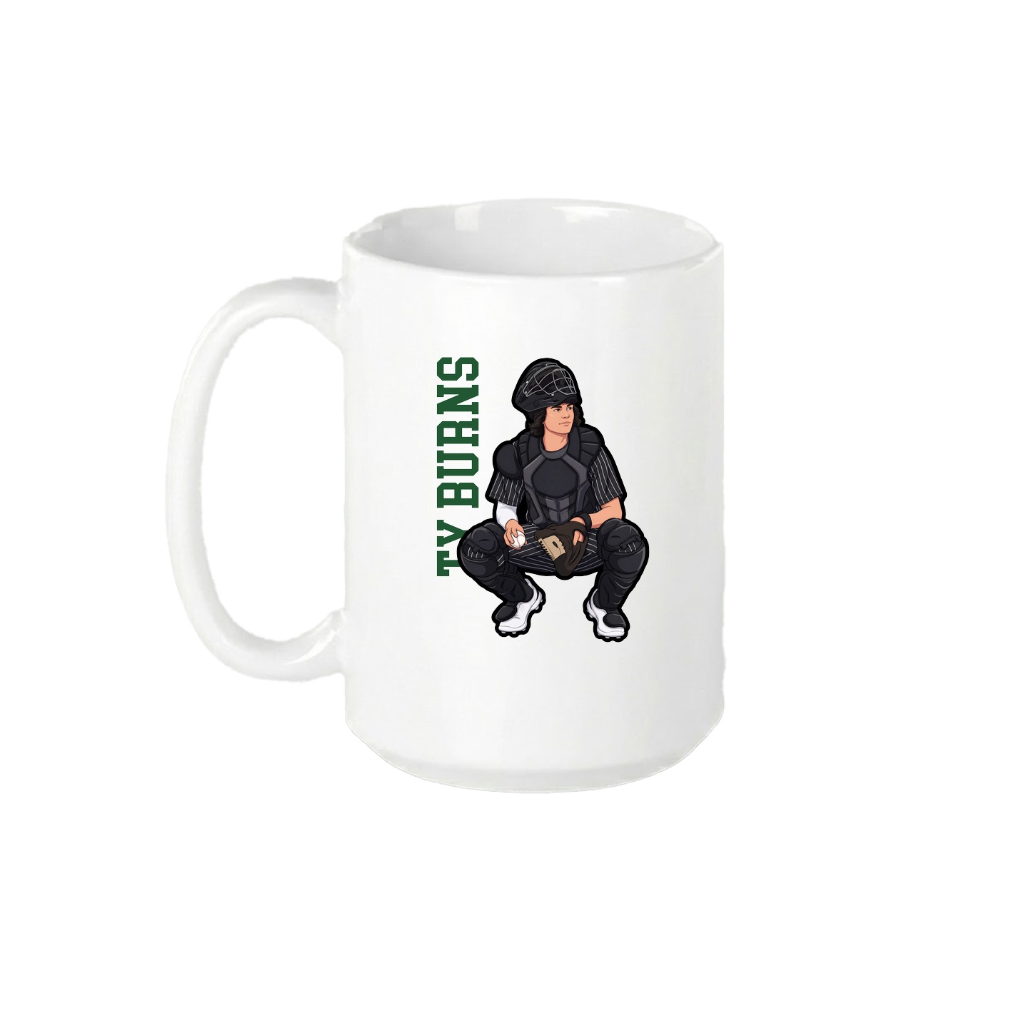 15oz Coffee Mug — Name Vertical in White