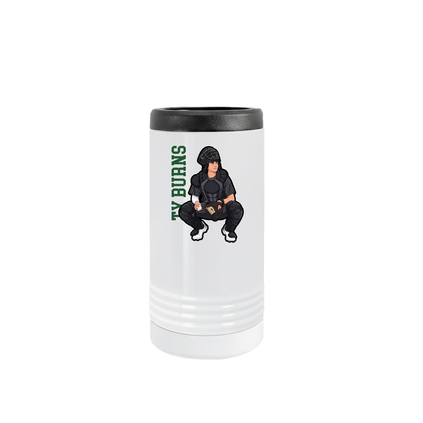 Slim Beverage Holder — Name Vertical in White
