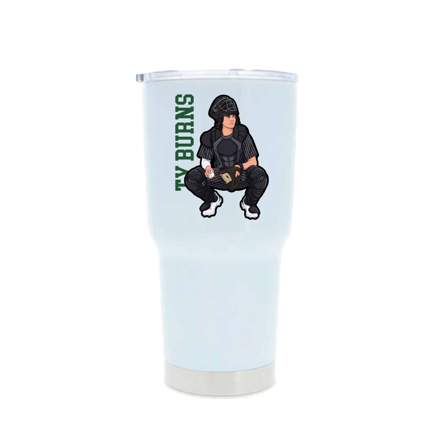 30oz Stainless Steel Tumbler — Name Vertical in White