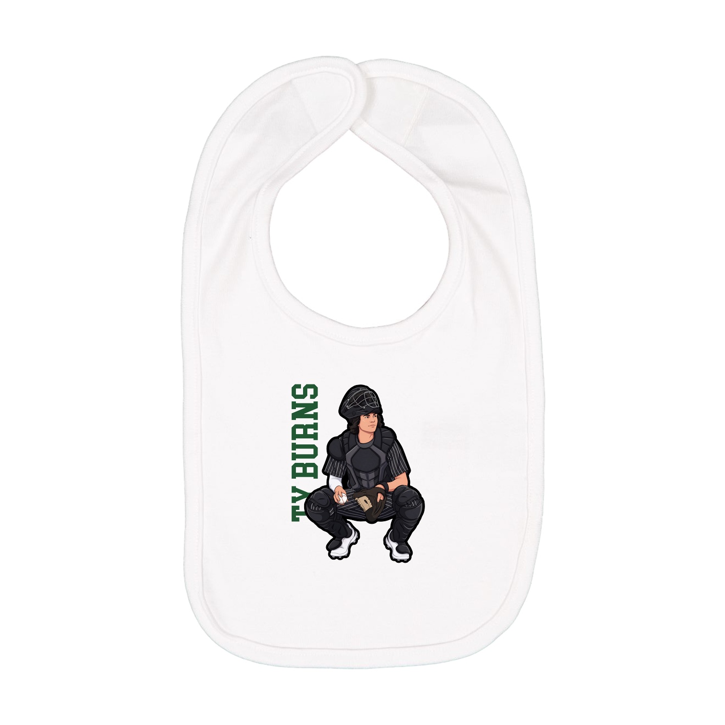 Infant Bib — Name Vertical in White