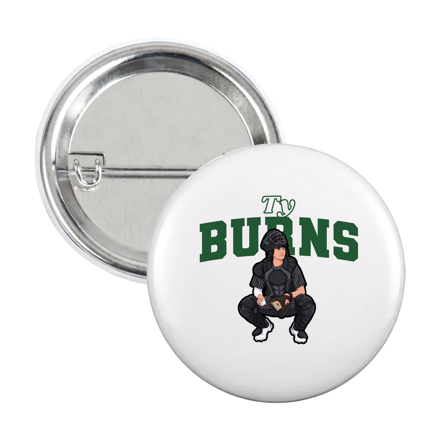 Game Day Button — Name Arch in White