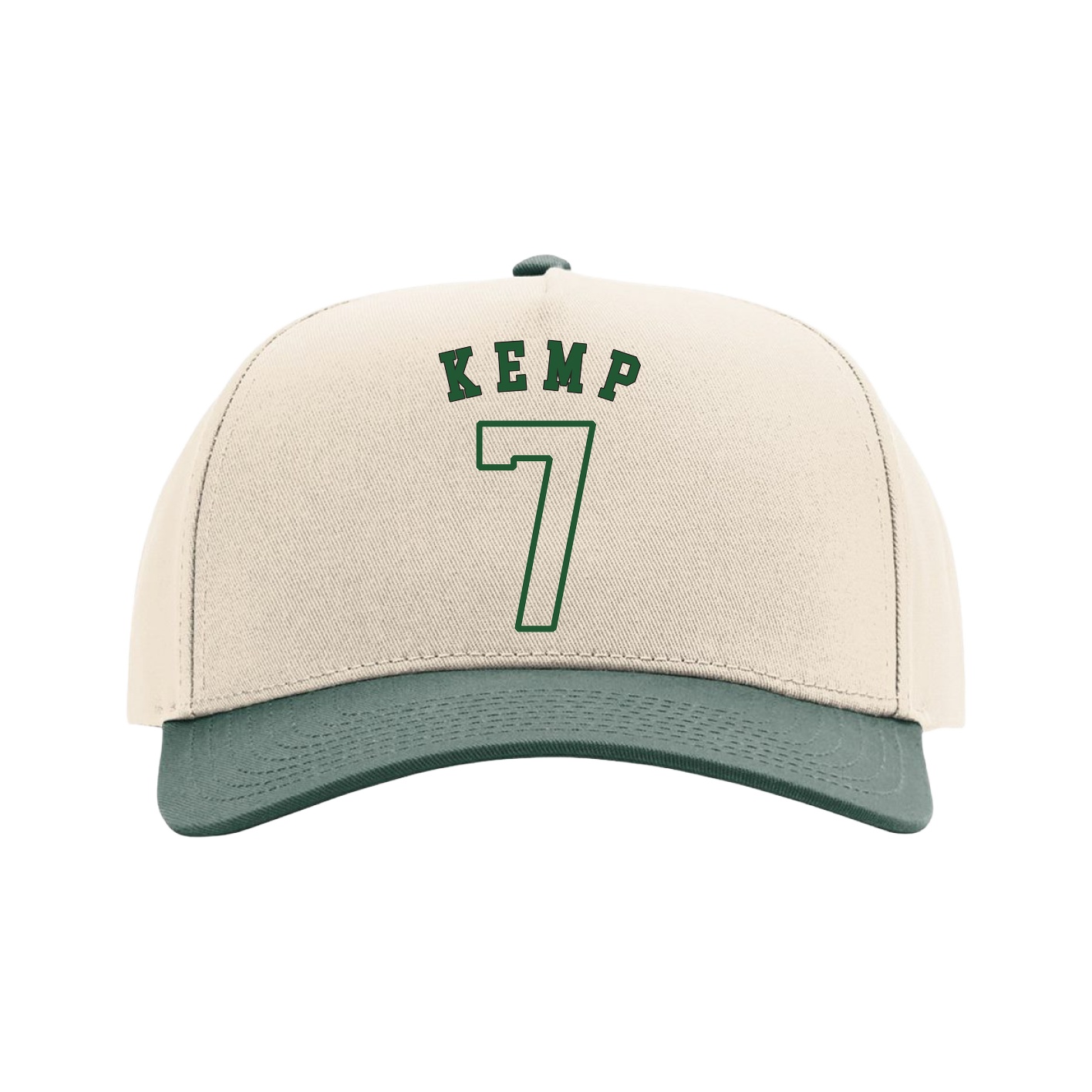 Full Fabric Five-Panel Champ Cap — Shirsey Arch in Cream/Green