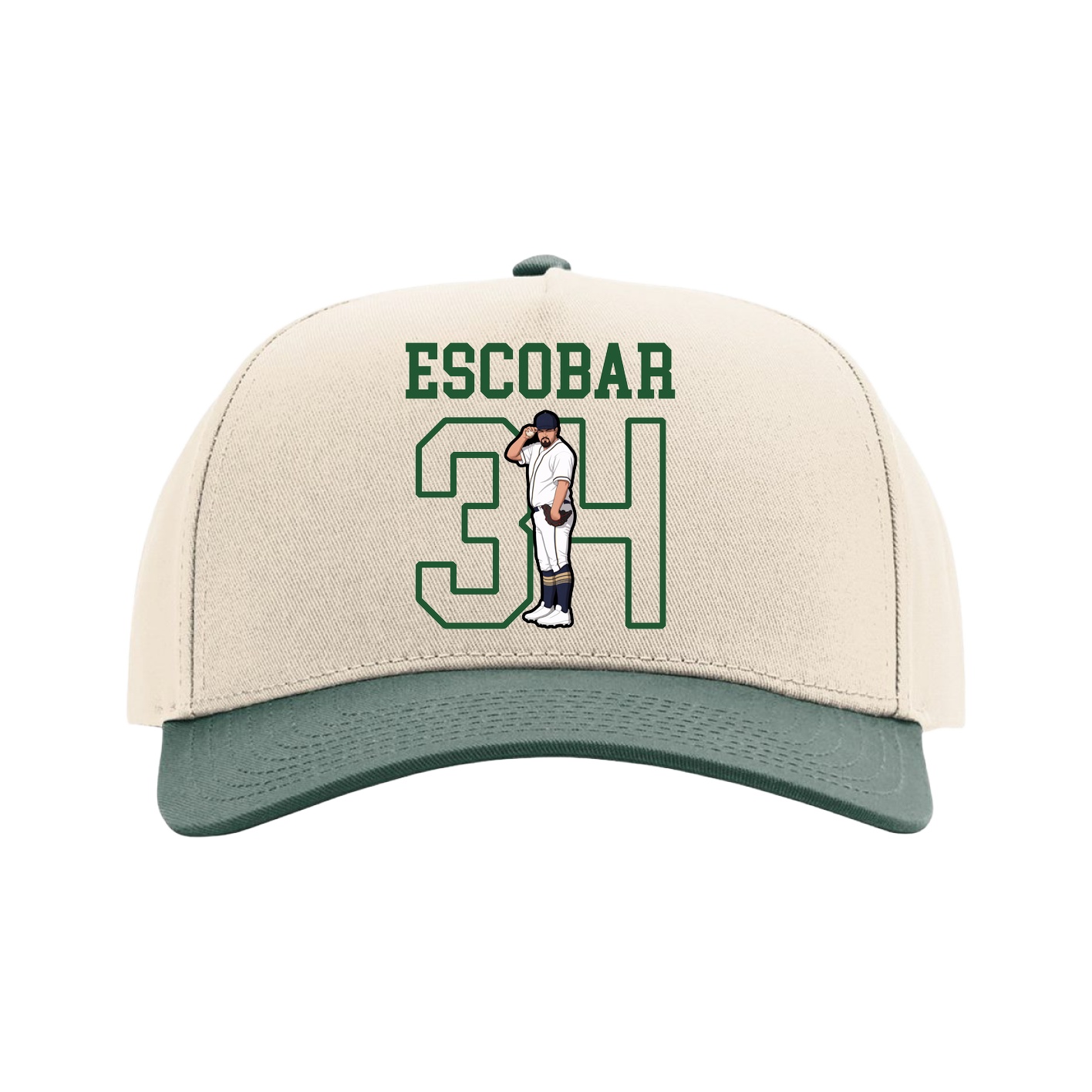 Full Fabric Five-Panel Champ Cap — Shirsey in Cream/Green