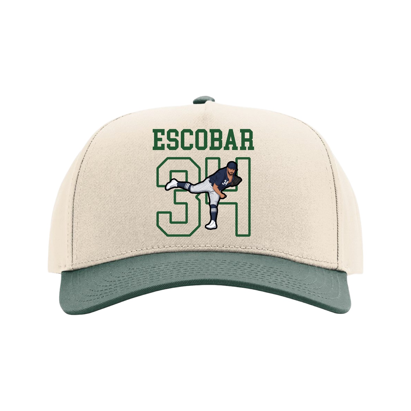 Full Fabric Five-Panel Champ Cap — Shirsey in Cream/Green