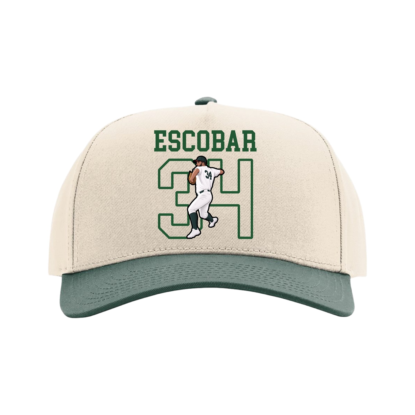 Full Fabric Five-Panel Champ Cap — Shirsey in Cream/Green