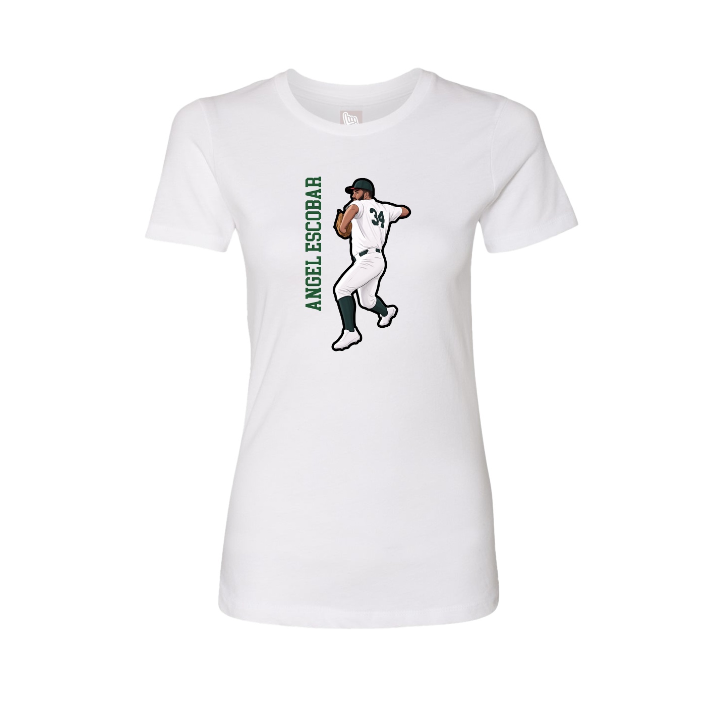 Fitted Women's Tee — Name Vertical in White